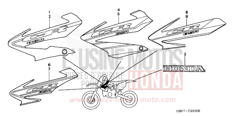MARQUE/RAYURE de CR85R "Grandes Roues" EXTREME RED (R292) de 2004